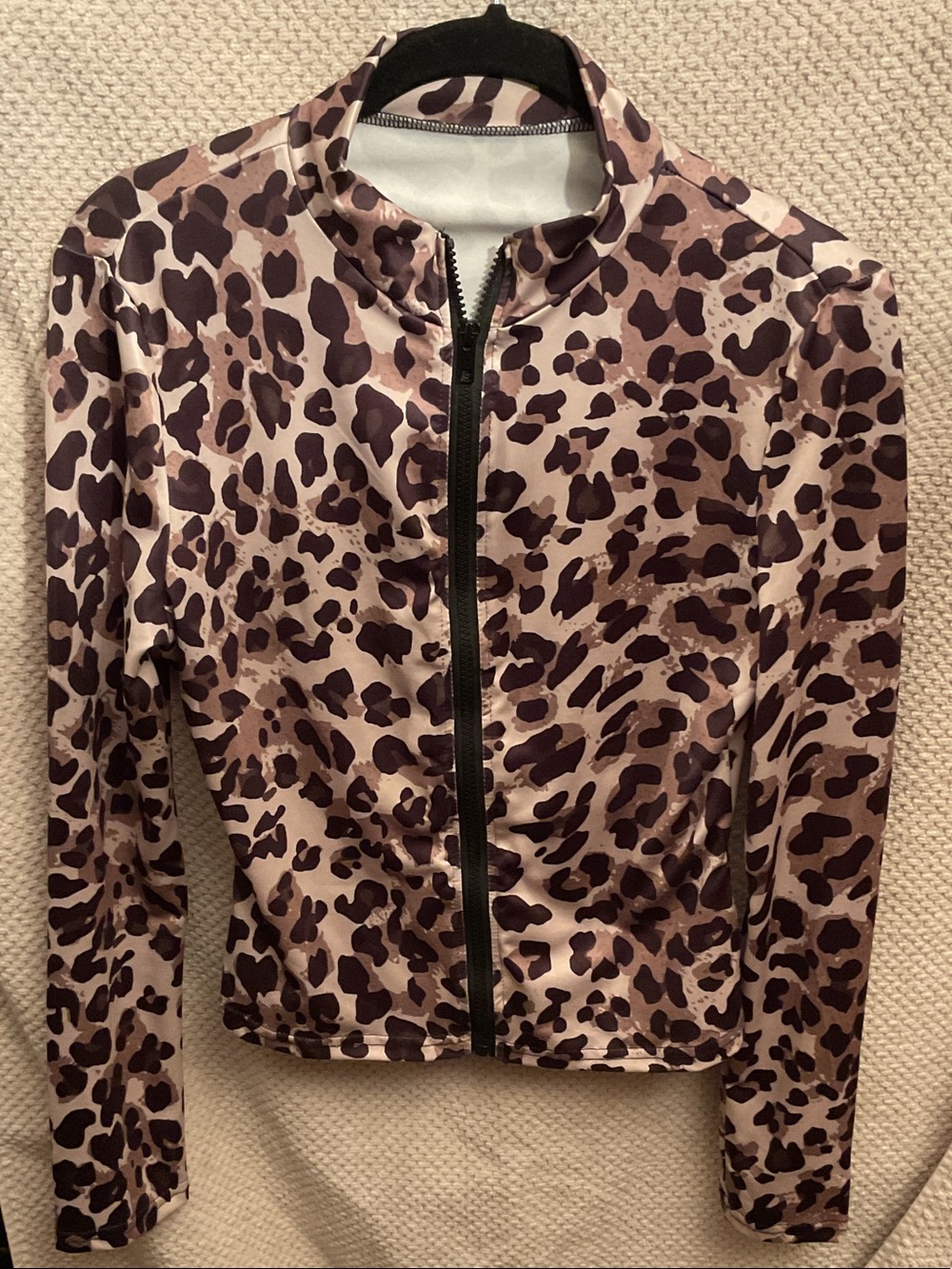 Leopard Print Zip-Front Fitted Women's Jacket